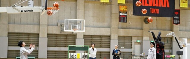 Watch a basketball robot show NBA stars how to shot