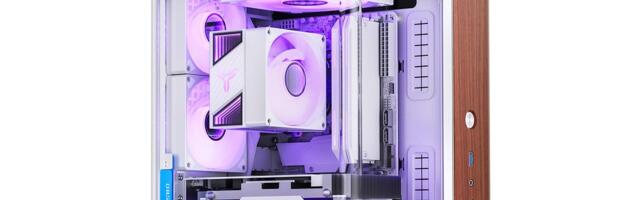 Jonsbo's new ITX case looks like a baby O11-Dynamic Mini with wood grain trim — TK-0 features a dual-chamber design that's faintly taller than a Coca-Cola bottle