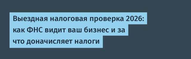 Выездная налоговая проверка 2026: как ФНС видит ваш бизнес и за что доначисляет налоги