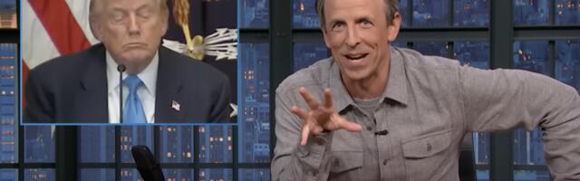 Seth Meyers gleefully reacts to footage of Trump nodding off on the job