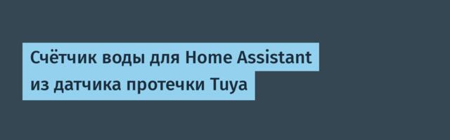Счётчик воды для Home Assistant из датчика протечки Tuya
