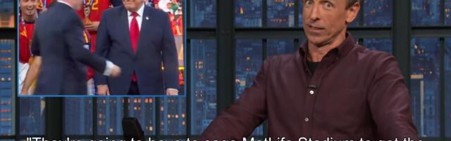 Seth Meyers shares montage of crowds booing Trump at sport events