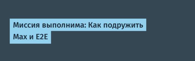 Миссия выполнима: Как подружить Max и E2E