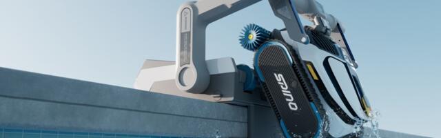 This robot pool cleaner lifts itself out of the water to charge