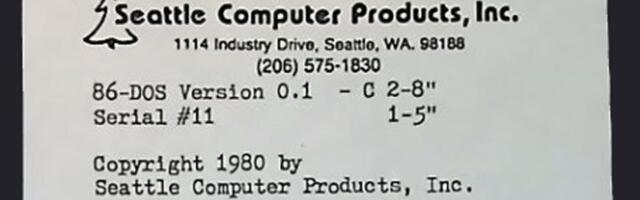 Oldest known version of DOS unearthed – MS-DOS ancestor 86-DOS version 0.11 is now available on the Internet Archive