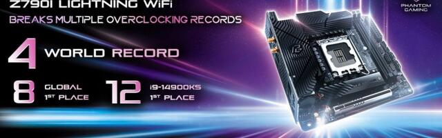 Splave uses ASRock's new Z790I Lightning WiFi motherboard to set multiple overclocking world records