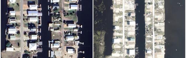 Before and after satellite photos show Hurricane Helene's destruction of the Florida coast