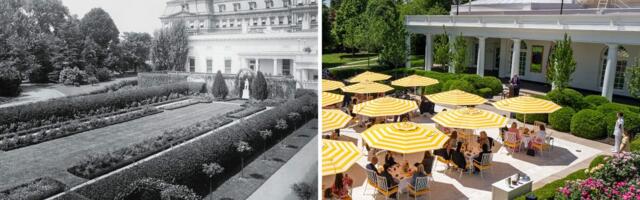 Donald Trump added a new statue to the White House Rose Garden. See how the space has changed over the years.